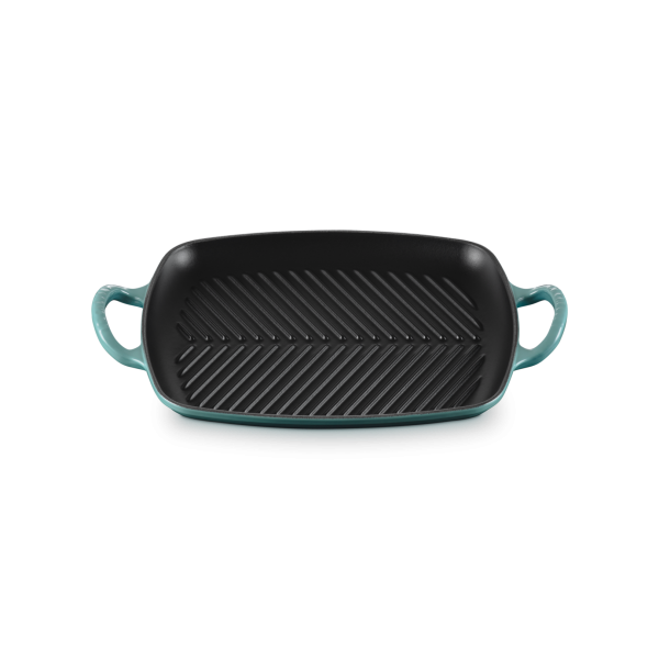 Le Creuset Grillplatte rechteckig Gusseisen 30 cm Bleu Riviera