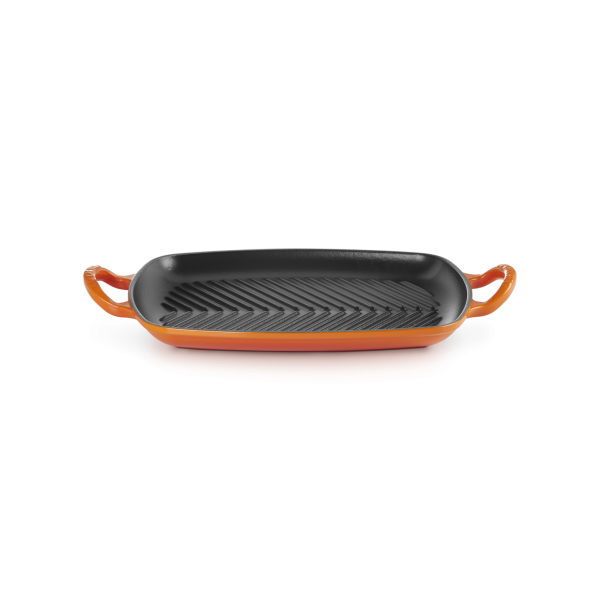 Le Creuset Grillplatte rechteckig Gusseisen 30 cm Ofenrot